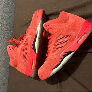 Red Suede High-Top Sneakers Retro 5 Red Suede Nike men size 13